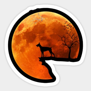 Doberman Pinscher And Moon Halloween Sticker